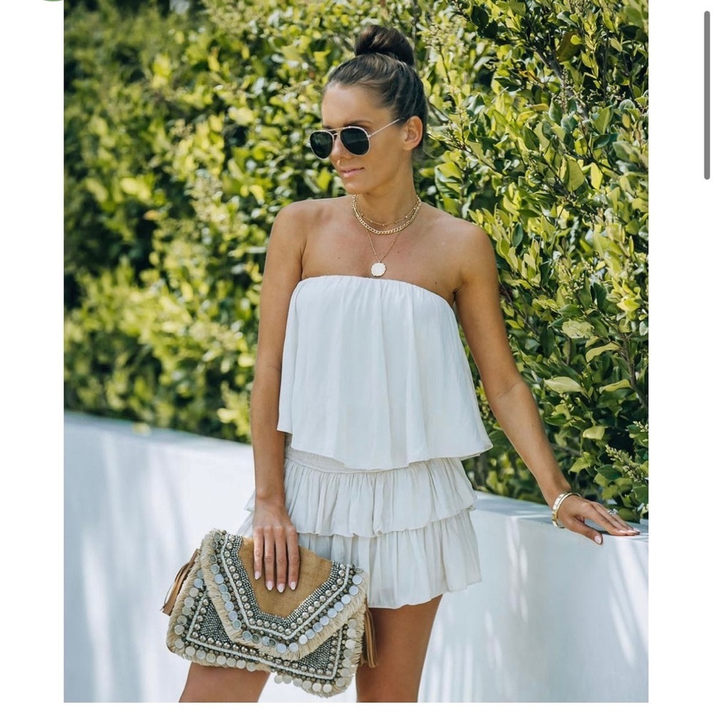 VICI Phoebe Strapless Romper - CREAM/OFF-WHITE
